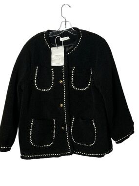 T T studio Black Teddy Bouclé Pocket Jacket. 3X NWT  PTP 24.5” , EC,
